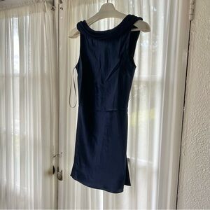 Reformation Jonelle Silk Navy Blue Sleeveless Dress